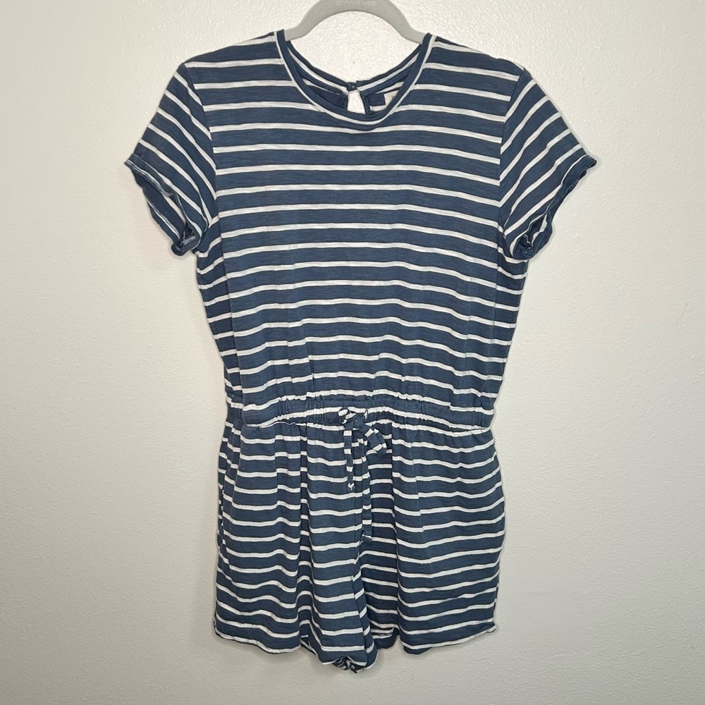Upwest 100% cotton blue and white striped romper